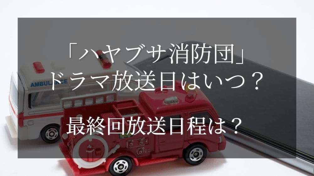 ハヤブサ消防団のドラマ放送日はいつ？最終回放送日程は？