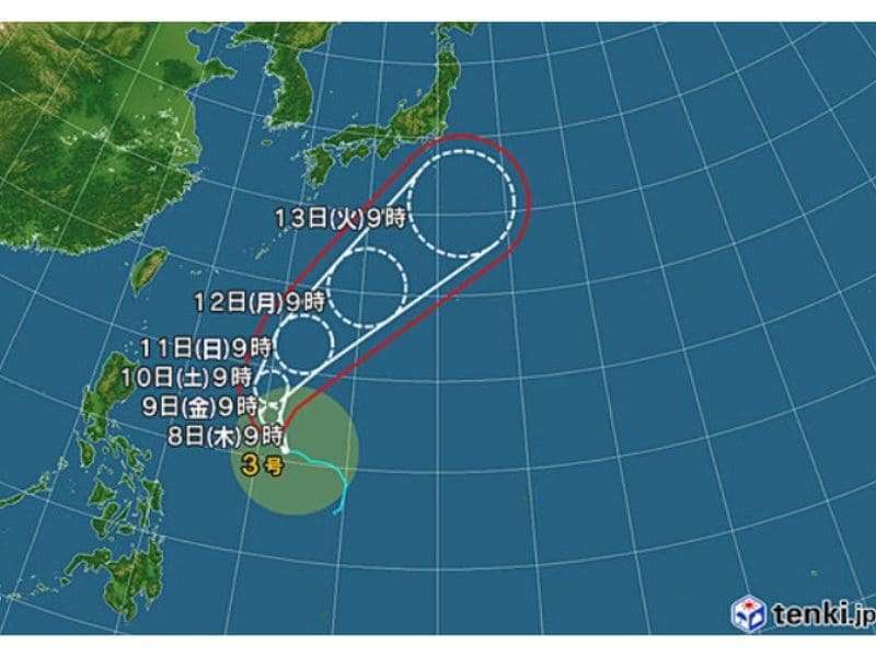 台風3号2023年6月8日午前9時現在予報